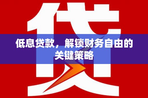 正镶白旗低息贷款，解锁财务自由的关键策略