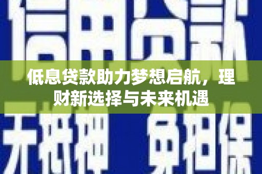 正镶白旗低息贷款助力梦想启航，理财新选择与未来机遇